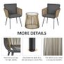 3 PCS Webbed Wicker Rattan Patio Furniture Conversation Bistro Set 2 Chairs 1 Coffee Table w/ Metal Legs for Garden, Backyard, Deck Image 2