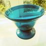 Handmade mouth-blown/ free-blown turquoise blue/green glass Image 2