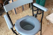 Folding Commode Chair with Armrests &amp; Removable Bucket