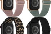 4 Pack Stretchy Nylon Strap Compatible with Apple Watch Straps 38mm 40mm 41mm 42mm(series 11 10), Adjustable Sport Elastic Bands for iWatch Series 11/10/9/8/7/6/5/4/3/2/1/Ultra3/2/1/SE3
