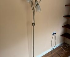 Modern Three Light Floor Lamp Brushed Steel Finish