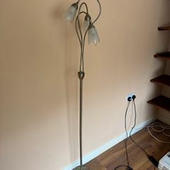 Modern Three Light Floor Lamp Brushed Steel Finish