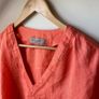 Paul Costelloe Living Studio 100% Linen Coral V Neck Top Blouse Image 2