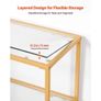3-Tier Glass Console Table, Modern Rectangle Sofa Side Table with Tempered Glass Top and Iron Legs, Golden Consloe Desk with Anti-Tip Device for Living Room, Hallway, Entryway, Foyer, Golden Image 6