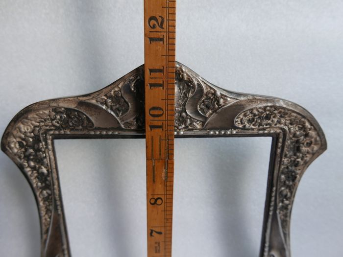 Antique Edwardian Wooden & Sterling Silver Photo Frame Art Nouveau  1800s