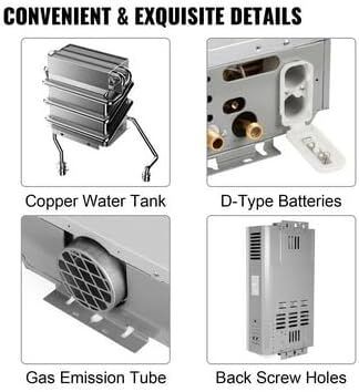 Tankless 18L Propane Gas Water Heater, Stainless Steel