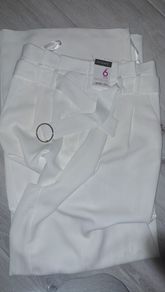 Brand New with Tags White Wide Leg Belted Trousers
