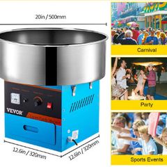 Electric Cotton Candy Machine Commercial Sugar Candy Floss Maker Temperature Controls for Party Festival Carnival Home DIY