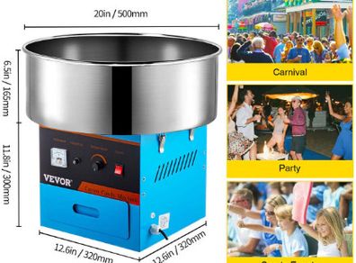 Electric Cotton Candy Machine Commercial Sugar Candy Floss Maker Temperature Controls for Party Festival Carnival Home DIY