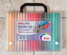 Pentel Arts Studio Set 40 Pens (35 Quality Fibre Tips + 5 Vivid Highlighters) New