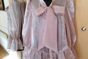 Women's Blouse Oyster Chiffon with Pearls
