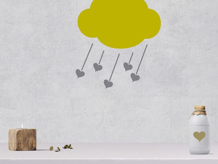 Cloud Wall Decal, Cloud Wall Art  Heart Wall Decal, Heart Drop, Wall Art Decal, Large Cloud Decal, Cloud Sticker, Nursery Wall Decal, Child's Room Wall Decal