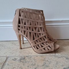 Beige suede shoe boot