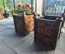 2 oak hard wooden planters