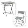 2-Seater Chair Bistro Set Garden Patio Table & Chair Black Rattan Furniture Grey Image 2