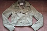 New STRADIVARIUS Olive Green Leather Jacket size XS