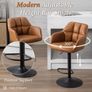 Set of 2 Polyurethane PU Leather Armchairs Bar Chairs Ergonomic 360Deg Rotatable Counter Stools Kitchen Adjustable Height Bistro Stools (Brown (PU Leather Armrest) Image 5
