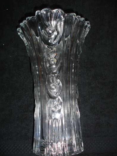 Elena Borgonovo Tall/Heavy Clear Glass Vase Italy 10 inches