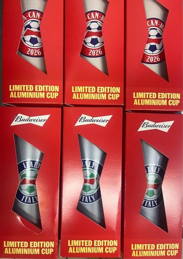 Budweiser FIFA WORLD CUP 2026  aluminium beer cups