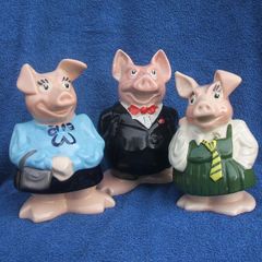 NATWEST (National Westminster Bank) - two Wade pottery piggybanks + 1 free (1980s)
