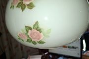 Antique Large Milk Glass Globe Shade features a delicate hand-painted pink rose floral pattern and a signature from artist D. Hague, these don't come up much as a lot of them got broke, I'm lucky to have got this one., dated around 1920s in very good cond