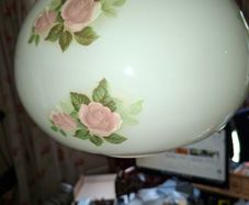 Antique Large Milk Glass Globe Shade features a delicate hand-painted pink rose floral pattern and a signature from artist D. Hague, these don't come up much as a lot of them got broke, I'm lucky to have got this one., dated around 1920s in very good cond
