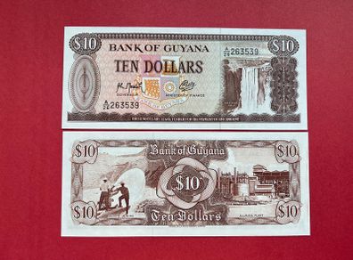 Guyana  10  Dollars  1992  Pick 23i    ( Uncirculated )
