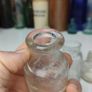 195 - Set of 3 Vintage Clear Glass Cork Screw Top Decorative Collectible Inkwells Ink Bottles Image 4
