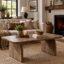 Coffee Table Mid-Century Style Sleek Oak Look with Artistic Curved Base Image 2