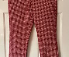 Marella Red Patterned Trousers - Size 12 - Cropped Fit