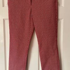 Marella Red Patterned Trousers - Size 12 - Cropped Fit
