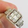 Brand New 18ct White Gold Square Halo Cluster Diamond Engagement Ring Image 4