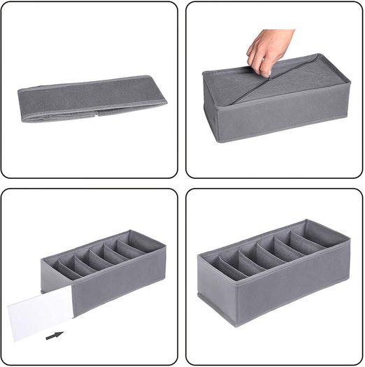 _Storage Box for Underwear, Drawer Organiser, Wardrobe Drawers Divider for Socks, Bras and Ties, Folding Fabric Box for Wardrobe Set of 4