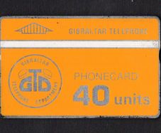 1990 Gibraltar 40 unit Gibraltar Telephone Department (Landis & Gyr (Optical)) Phonecard