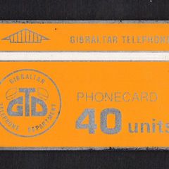 1990 Gibraltar 40 unit Gibraltar Telephone Department (Landis & Gyr (Optical)) Phonecard