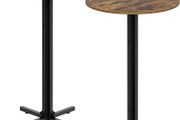 Round Bar Tables, Set of 2, Counter Height Pub Tables, Versatile Use, With Cross Base, for Dining Room, Kitchen, Bar, Pub, Bistro, Cafe, Rustic Brown and Black