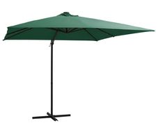 Cantilever Umbrella with LED lights and Steel Pole 250x250 cm Green