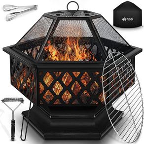 Fire Bowl with Spark Protection & Grill Grate4-in-1 fire bowl as a fireplace, grill with coal grate or as a drink pot