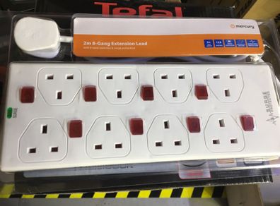 8 Gang Surge Socket Bank Extension Lead