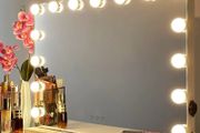 Hollywood Mirror Make-Up Mirror with Lighting, Dimmable, 15 Bulbs, 3 Colour Modes, Touch Control, Table Mirror, Cosmetic Mirror, USB Charging Port, 58 x 43 cm, White