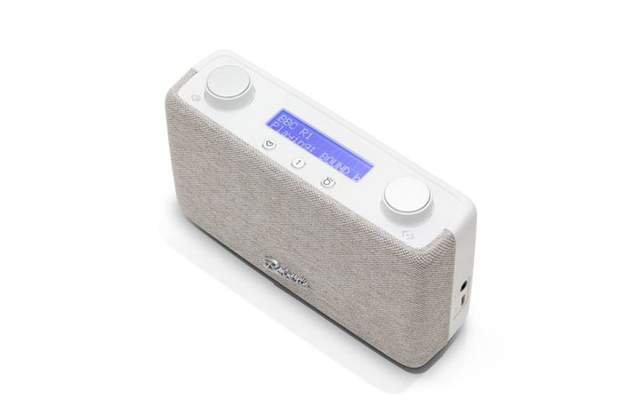 Compact FM Radio White with Fabric Covering