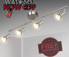 NEW SALE | LED Ceiling Light Rotatable, 4 Way LED Ceiling Spotlight, Matt Nickel & Swivelling Design, Including 4 X 4W GU10 LED Bulbs