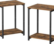 NEW SALE | Set of 2 Side Tables, 2-Tier Sofa Side Tables, Bedside Tables with Steel Frames, for Living Room, Bedroom, Home Office