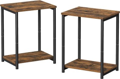 NEW SALE | Set of 2 Side Tables, 2-Tier Sofa Side Tables, Bedside Tables with Steel Frames, for Living Room, Bedroom, Home Office