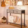 Slim Console Table, Narrow Console Table with 2 Drawers, Hallway Table with Storage, Sofe Table, Small Side Table for Small Spaces, Living Room, Entryway, Kitchen, Greige and Black Image 8