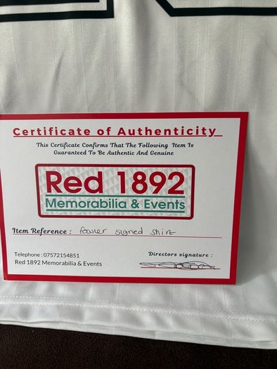 Robbie Fowler signed Liverpool away jersey