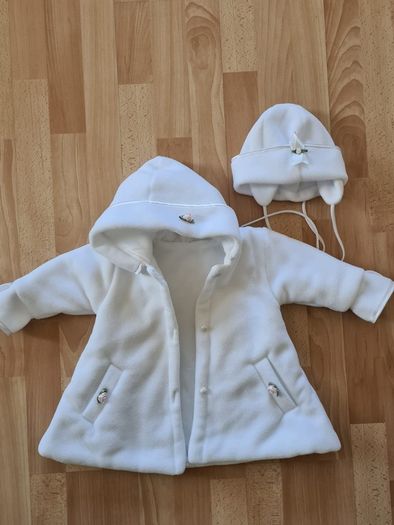princess christening dress  white coat hat shoes winter baptism size 74