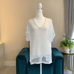 Brand-new White Honeycomb Short Sleeved Top from New Collection