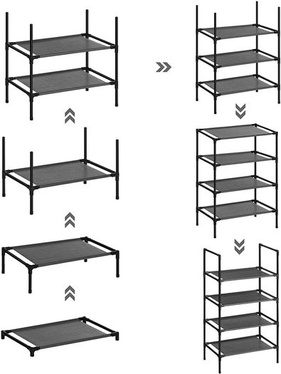 _4-Tier Shoe Rack, Metal Frame, Non-woven Fabric Shelves for Hallway, Bedroom, Living Room