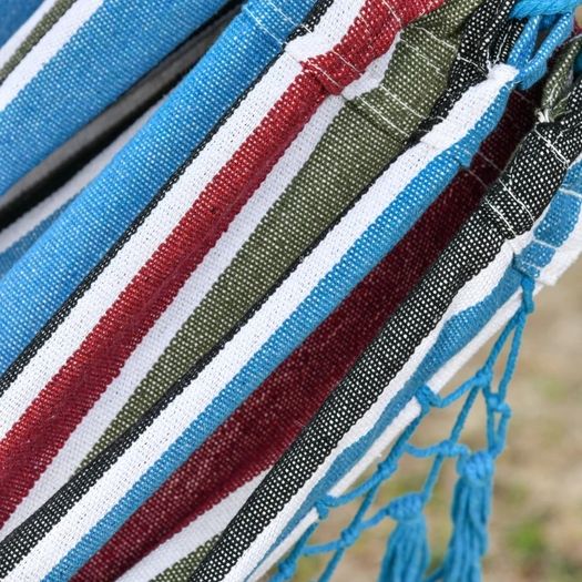 Cotton Hammock Portable w/ Carrying Bag Brazilian Fringe Deluxe Swing Chair for Beach, Yard, Bedroom, Patio, Porch, Indoor, Outdoor